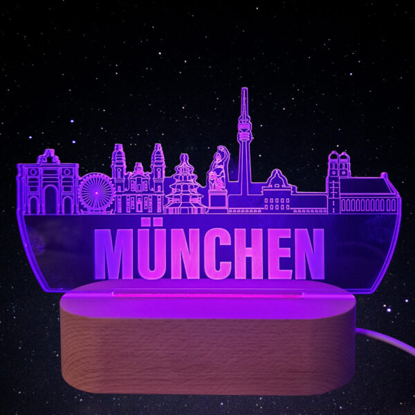 München Skyline LED Lampe – 7 Farben wechselbar - Image 6
