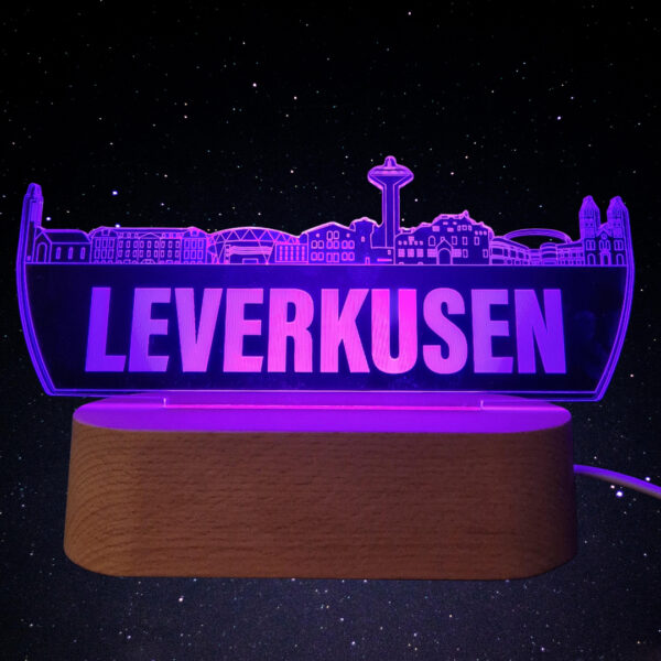 Leverkusen Skyline LED Lampe – 7 Farben wechselbar - Image 7
